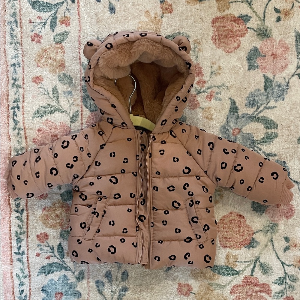 Tahari Tan Faux Fur Baby Jacket